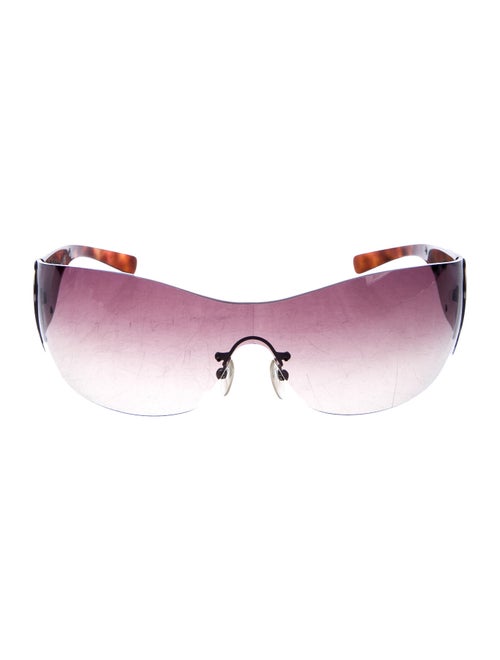 Prada Rimless Shield Sunglasses Brown