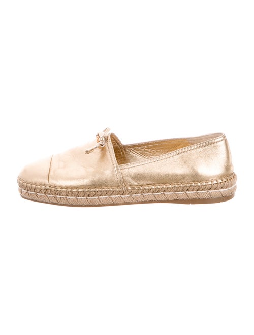 Prada Leather Espadrilles Gold