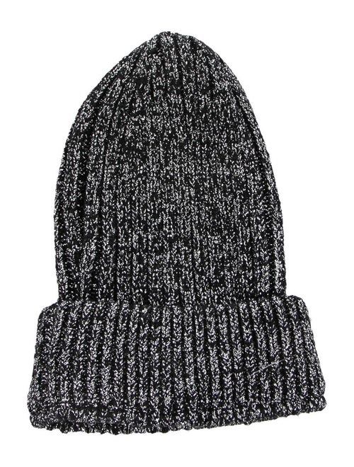 Prada Virgin Wool Metallic-Accented Beanie Black