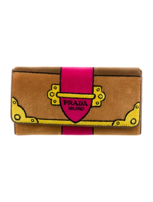 Prada Trompe L'oeil Cahier Wristlet brown