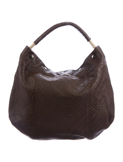 Prada Stamped Vitello Hobo Brown