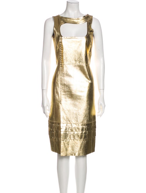 Prada Vintage Knee-Length Dress Gold