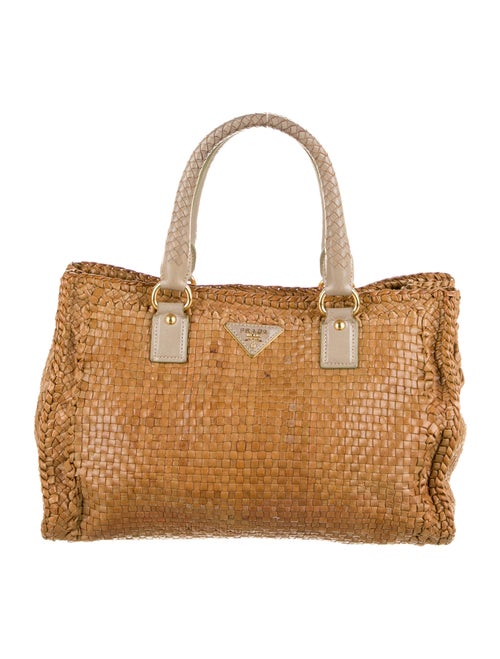 Prada Madras Shopping Tote Tan