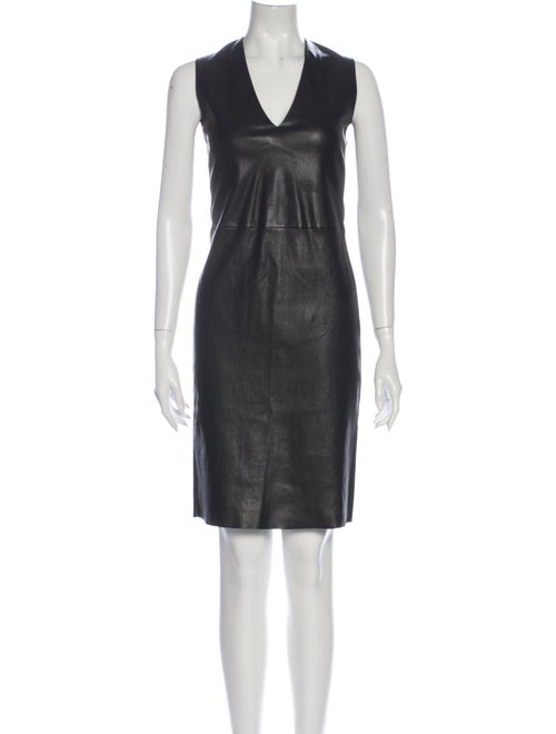 Prada Leather Knee-Length Dress Black