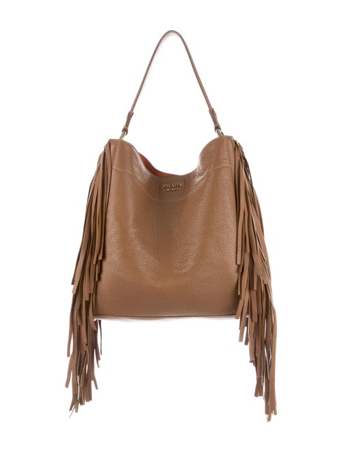 Prada Cervo Fringe Hobo gold
