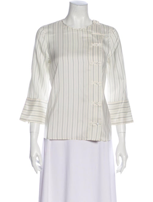 Prada 2015 Striped Blouse White