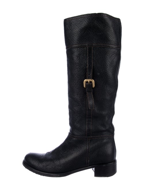 Prada Leather Riding Boots Black