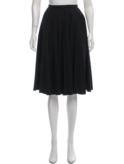 Prada Pleated Knee-Length Skirt Black