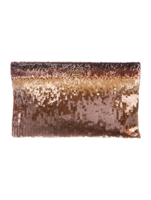 Prada Gradient Sequin Pouch Beige