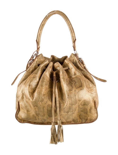 Prada Pitone Drawstring Bucket Bag Metallic