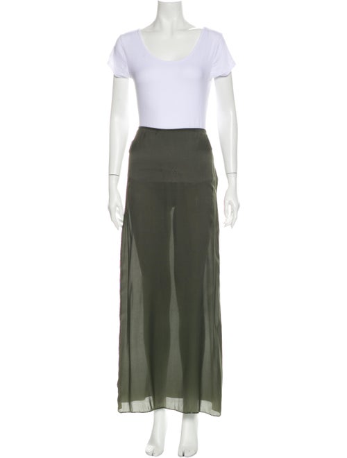 Prada Silk Long Skirt Green