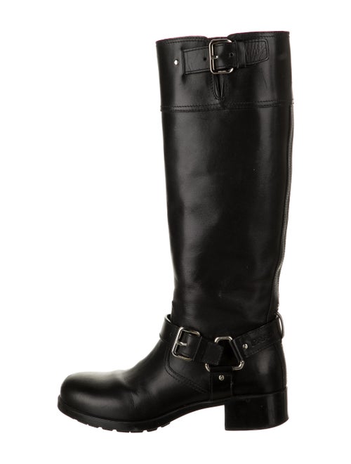 Prada Leather Moto Boots Black