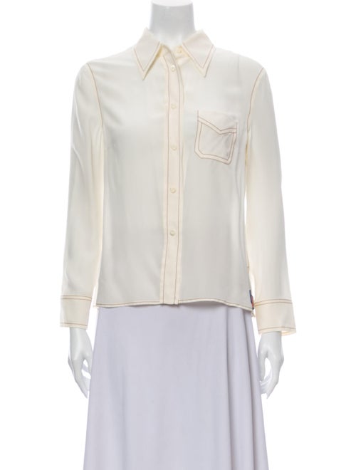 Prada Silk Long Sleeve Button-Up Top