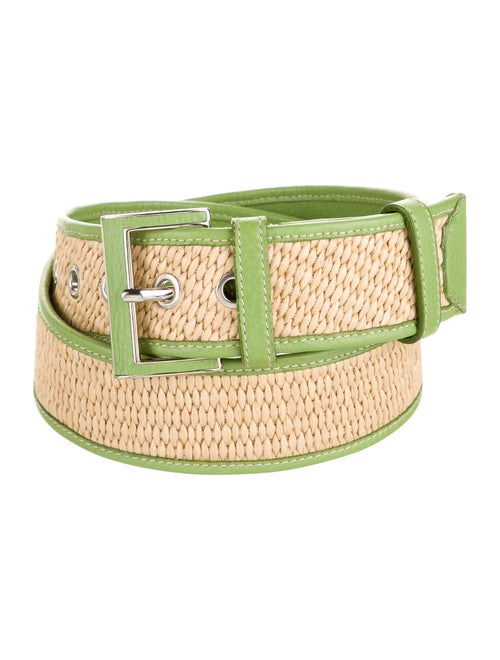 Prada Woven Leather Belt Green