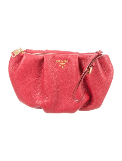 Prada Vitello Daino Wristlet Red
