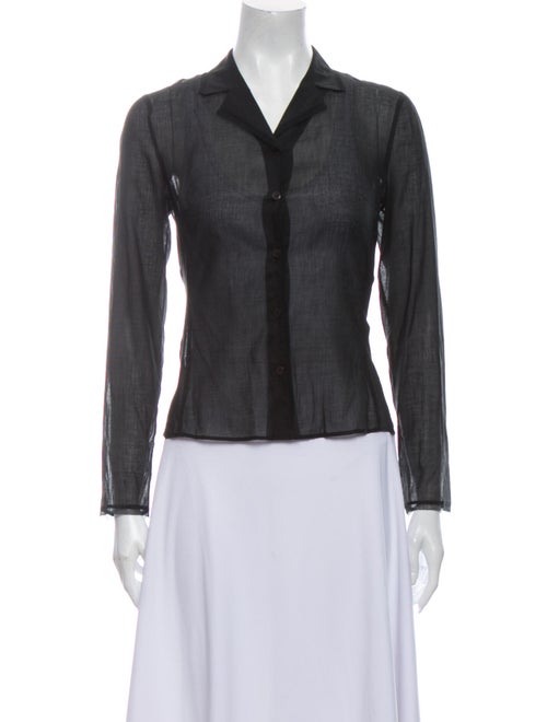 Prada Long Sleeve Button-Up Top Black
