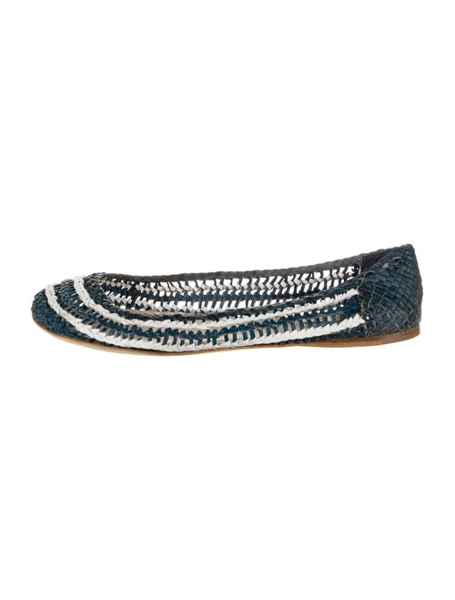 Prada Leather Printed Flats Blue