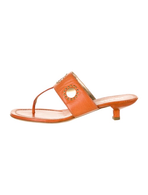 Prada Leather Animal Print Sandals Orange