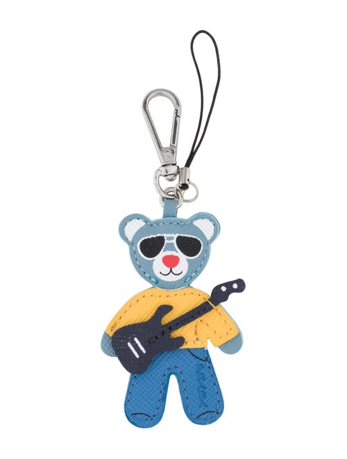 Prada Leather Teddy Bear Keychain black
