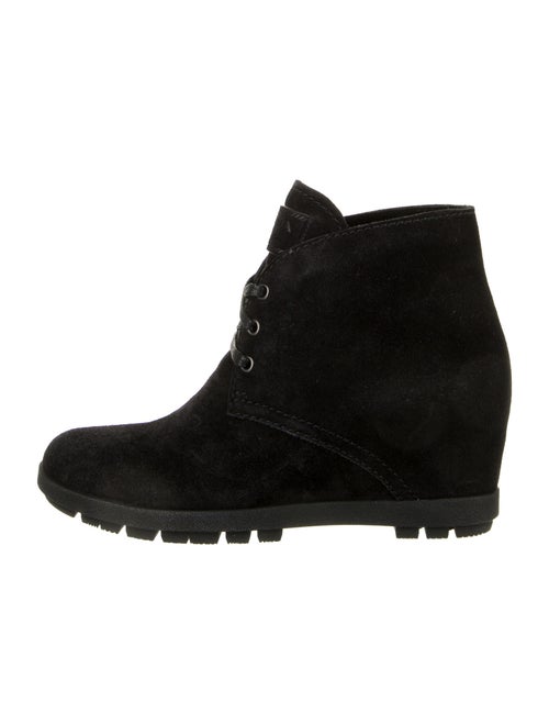 Prada Suede Lace-Up Boots Blue