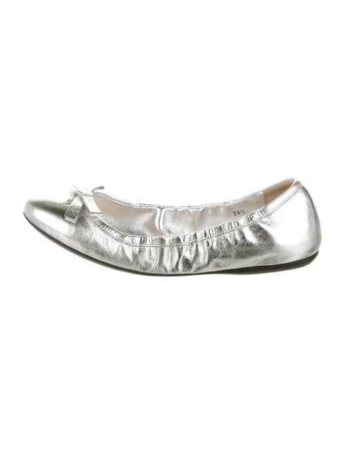 Prada Leather Ballet Flats Metallic