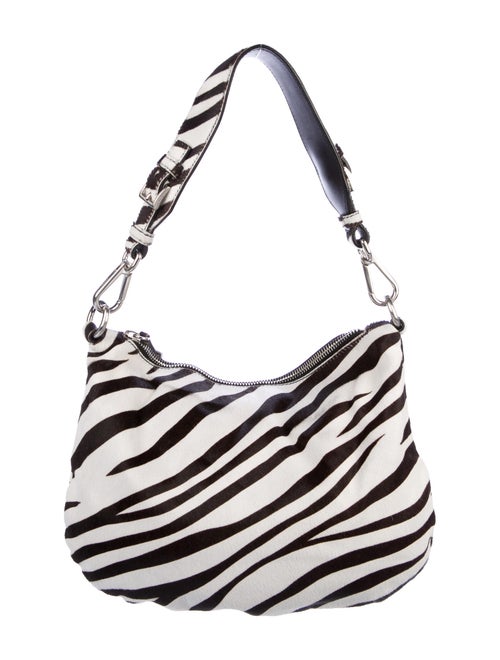 Prada Zebra-Print Cavallino Hobo Bianco