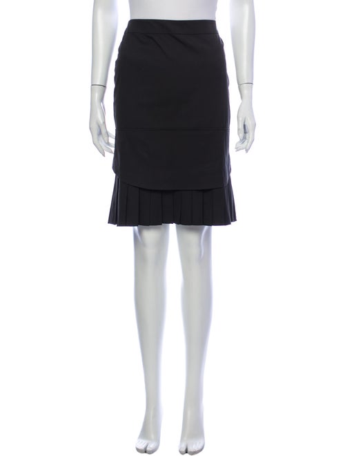 Prada Pleated Accents Knee-Length Skirt Black