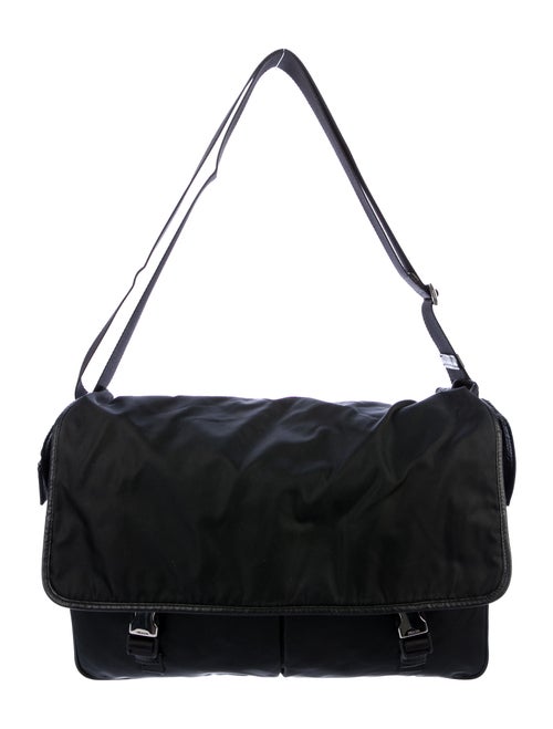 Prada Saffiano-Trimmed Nylon Messenger Bag black