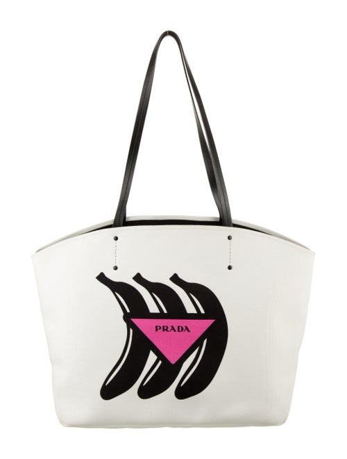 Prada Canapa Banana Tote silver
