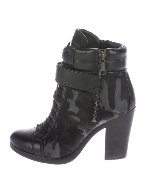 Prada Camo Tessuto Combat Boots Grey