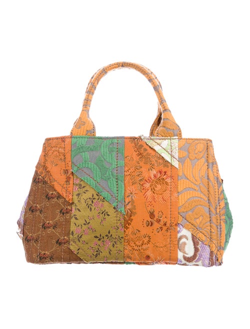 Prada Broccato Patch Tote Orange