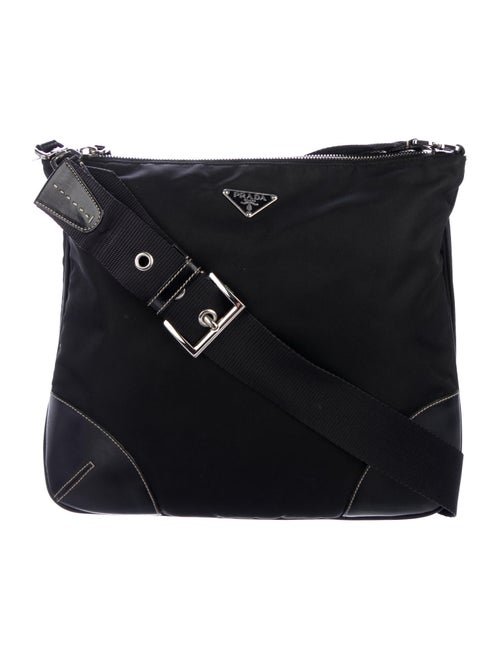 Prada Leather-Trimmed Nylon Messenger Bag Nero