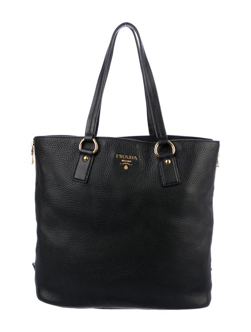 Prada Vitello Daino Side Zip Tote Nero