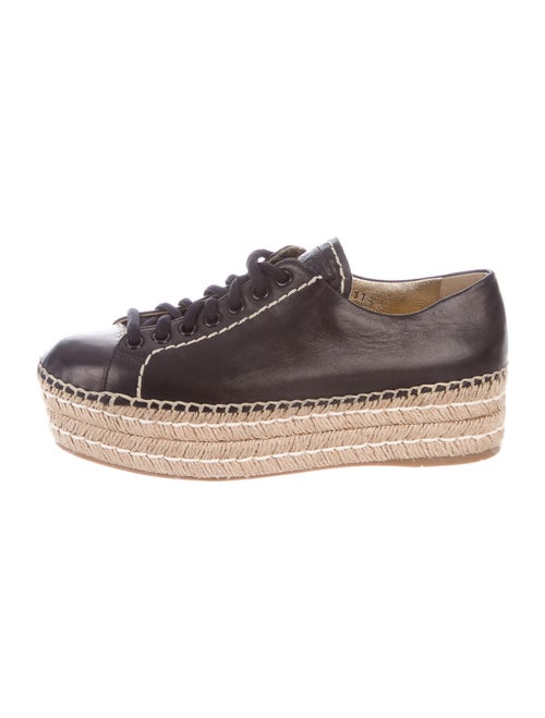 Prada Leather Espadrille Sneakers Black