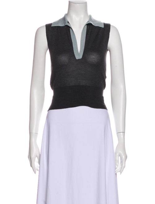 Prada Cashmere V-Neck Top Grey