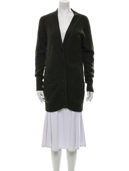 Prada Alpaca V-Neck Sweater Green