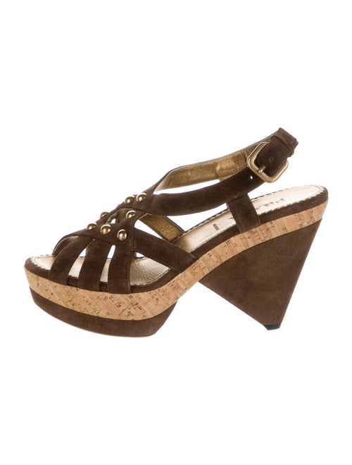 Prada Suede Slingback Sandals Brown