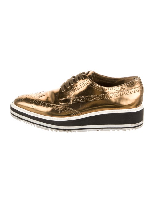 Prada Printed Wedge Sneakers Gold