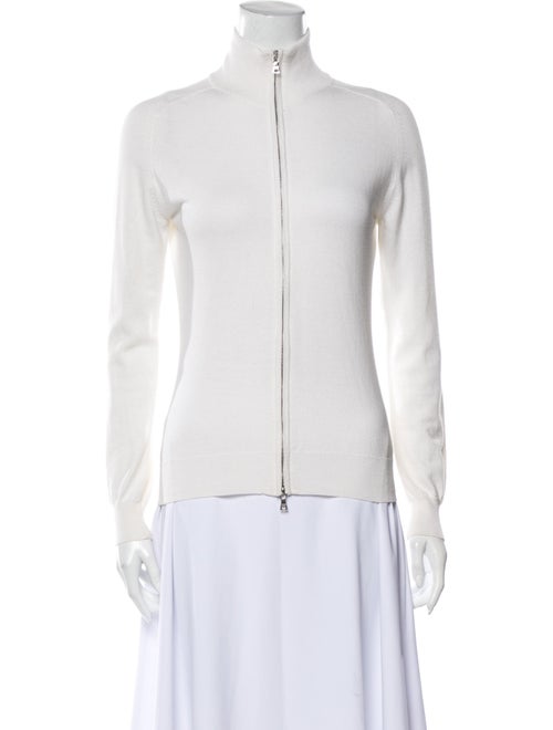 Prada Mock Neck Long Sleeve Top White