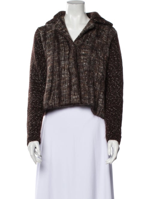 Prada Mohair V-Neck Sweater Brown