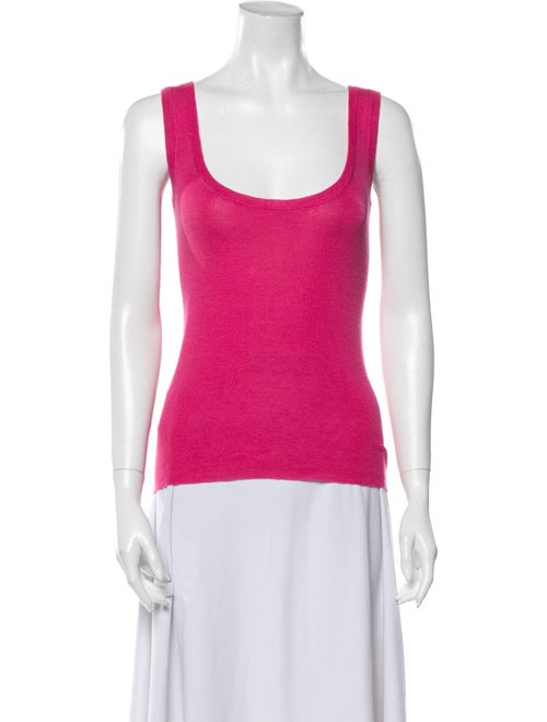 Prada Cashmere Scoop Neck Top Pink
