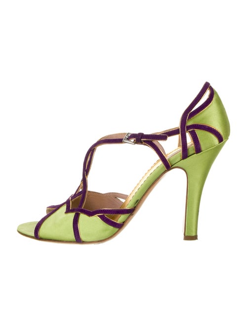 Prada Colorblock Pattern Sandals Green