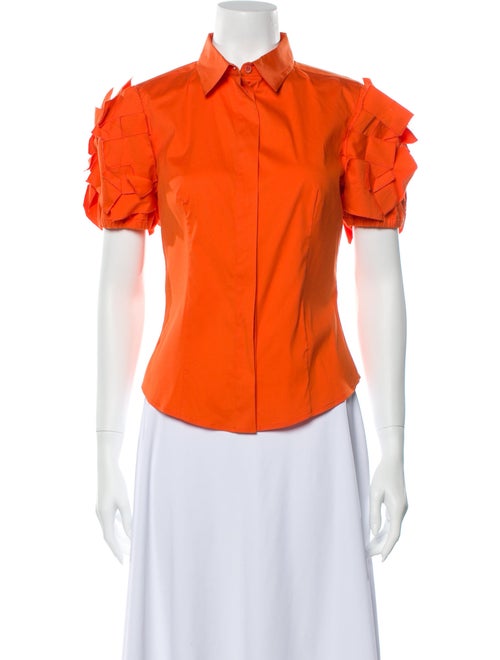 Prada Short Sleeve Button-Up Top Orange