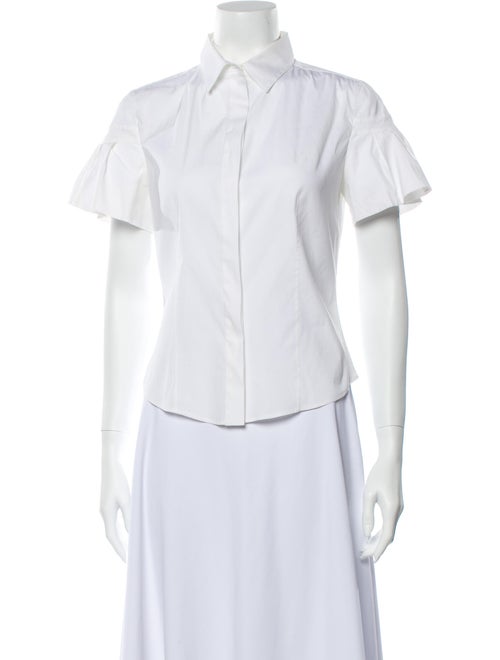 Prada Short Sleeve Button-Up Top White