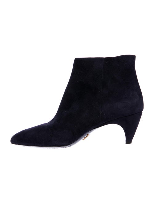 Prada Camoscio Signature Logo Boots Blue