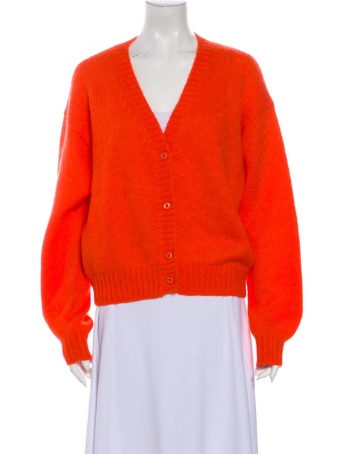 Prada Mohair V-Neck Sweater Orange