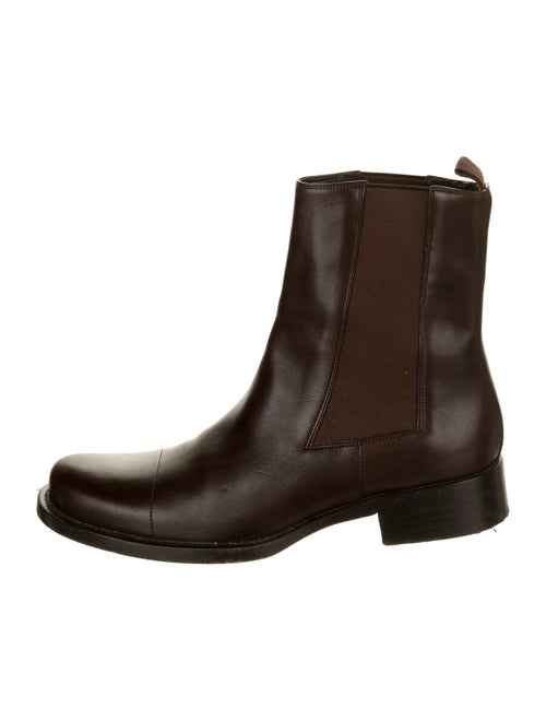 Prada Leather Chelsea Boots Brown