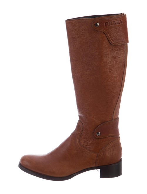 Prada Leather Riding Boots Brown