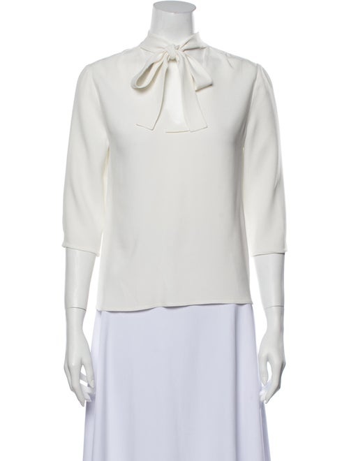 Prada V-Neck Three-Quarter Sleeve Blouse White
