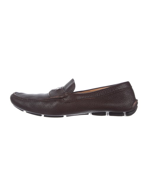 Prada Signature Logo Leather Drivers Brown
